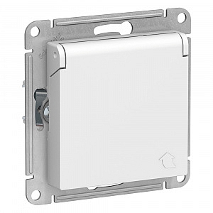 Розетка Atlasdesign скрытой установки с заземлением со шторками с крышкой 16А механизм белый ATN0001