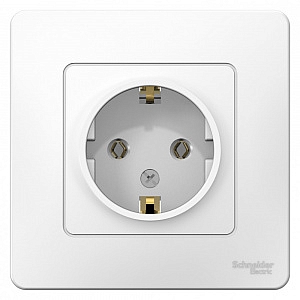 Розетка одинарная BLANCA скрытой установки с заземлением без шторок 16А 250В в сборе белый BLNRS0010