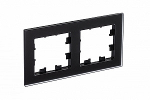 Рамка для розеток и выключателей 2 поста Atlasdesign Nature матовое стекло/черный ATN331002 Schneide
