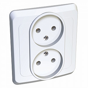 Розетка двойная ЭТЮД скрытой установки без заземления белый PC16-005B Schneider Electric
