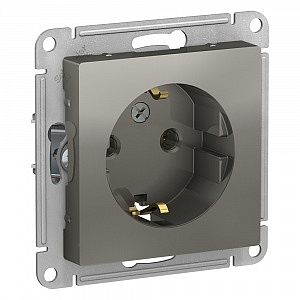 Розетка Atlasdesign скрытой установки с заземлением 16А механизм сталь ATN000943 Schneider Electric
