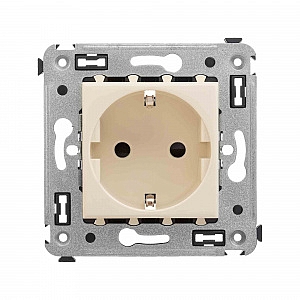 Розетка в стену Avanti скрытой установки 2P+E с заземлением со шторками 16А Ванильная дымка 4405003 