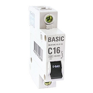 Выключатель автоматический модульный ВА47-29 16А 1п однополюсный C 4,5кA AC (переменный) mcb4729-1-1
