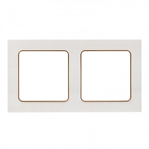 Рамка для розеток и выключателей 2 поста Стокгольм белый с линией цвета шампань EYM-G-303-10 EKF PRO