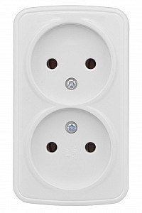 Розетка двойная Минск открытой установки без заземления без шторок 10А в сборе белый EGR10-102-10 EK