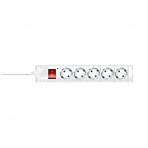 Фильтр сетевой 5 гнезд с выкл. с заземлением 10А/2,2кВт 5 м со шторками белый 32577 2 Duwi