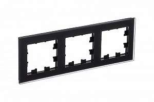 Рамка для розеток и выключателей 3 поста Atlasdesign Nature матовое стекло/черный ATN331003 Schneide