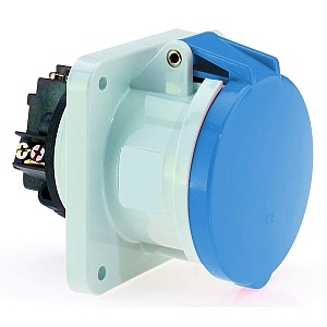 Розетка встраиваемая 63A 3п(2P+PE) 6ч, 230В, IP44 фланец 107x100 Bals 1307