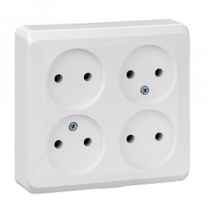 Розетка четырехместная ЭТЮД открытой установки без заземления без шторок белый PA16-205BSchneider El