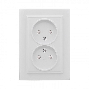 Розетка двойная Минск скрытой установки без заземления со шторками 10А в сборе белый ERR10-102-100 E