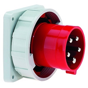 Вилка встраиваемая 63A 5п(3P+N+PE) 6ч, 400В, IP67 фланец 110х106 Bals 2838