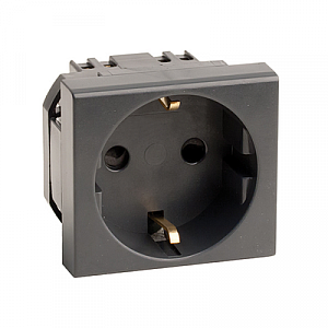 Розетка силовая VIVA 2Р+Е с заземлением со шторками 2 модуля в кабель-канал черный 45205 DKC