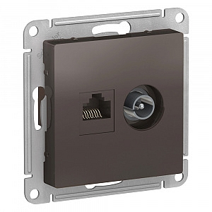 Розетка TV+RJ45 телевизионная + компьютерная Atlasdesign скрытой установки cat. 5Е мокко ATN000689 S
