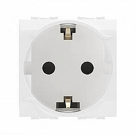 BRAVA Розетка 2 модуля с заземл., шторками, белая (76482В)