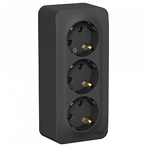 Розетка тройная BLANCA открытой установки с заземлением без шторок 16А 250В с изолирующей пластиной 