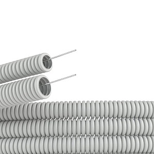 Труба ПВХ гибкая гофрированная  диаметр 20мм, легкая с протяжкой, 25м, серый код 9192025 DKC