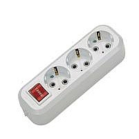 Колодка удлинителя трехместная розетка с заземлением +выключатель МGP211 Makel