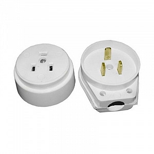 Розетка РШ/ВШ 32А (белая) 1 фазн открытой установки (СЭ РВШ 32-002/220) 2-хпол с заземляющим контакт