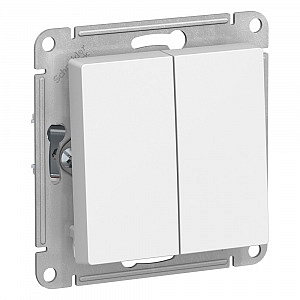 Переключатель двухклавишный Atlasdesign скрытой установки 10А проходной (сх.6+6) механизм белый ATN0