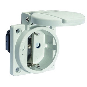 Розетка панельная Schuko 16A 3п(2P+PE) 250В, IP54 серая фланец 50х50 Quick-Connect Bals 7110009