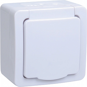 Розетка одноместная РСб20-3-ГПБб ГЕРМЕС PLUS открытой установки с заземлением цвет крышки: белый IP5