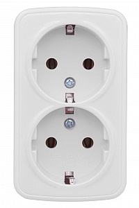 Розетка двойная Минск открытой установки с заземлением без шторок 16А белый EGR16-128-10 EKF