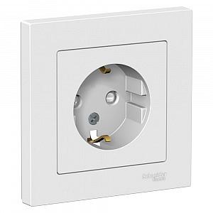 Розетка Atlasdesign скрытой установки с заземлением со шторками 16А в сборе белый ATN000144 Schneide