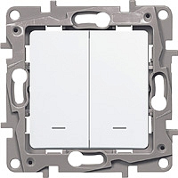Выключатель двухклавишный Etika с подсветкой белый 672204 Legrand