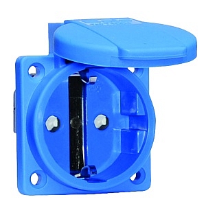 Розетка панельная Schuko 16A 3п(2P+PE)  250В, IP54 синяя фланец 50х50 Quick-Connect Bals 7109909