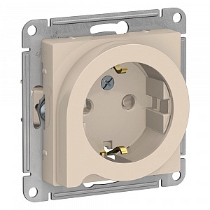 Розетка Atlasdesign скрытой установки с заземлением со шторками с выталкивателем 16А механизм бежевы
