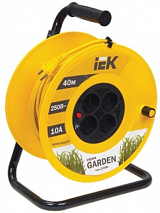 Удлинитель 40 метров УК40 на катушке с термозащитой, 4 гнезда, 2P, ПВС 2х1мм2, WKP23-10-04-40 IEK