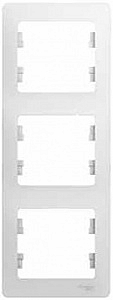Рамка для розеток и выключателей 3 поста GLOSSA вертикальная белый GSL000107 Schneider Electric