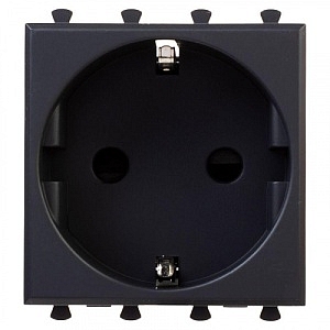 Розетка модульная, 2P+E, с з/ш, "Avanti", "Черный матовый", 2 модуля