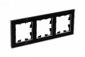 Рамка для розеток и выключателей 3 поста Atlasdesign Nature стекло черный ATN321003 Schneider Electr