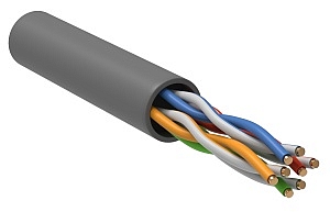 Кабель витая пара U/UTP категория 5e 4х2х24AWG PVC серый (305м) (LC1-C5E04-111) ITK