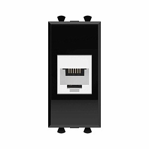 Розетка телефонная 1мод. Avanti "Черный квадрат" RJ12 без шторок модульная механизм