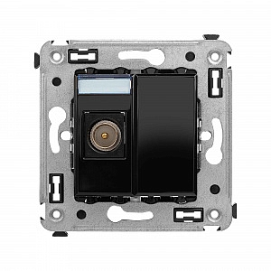 Розетка TV телевизионная оконечная Avanti скрытой установки Черный квадрат 4402503 DKC