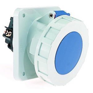 Розетка встраиваемая наклонная 63А 3п(1P+N+PE) 6ч, 230В, IP67 фланец 100х92 Bals 12569