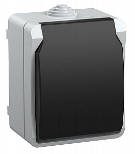 Розетка одноместная РСб20-3-ФСр ФОРС открытой установки с заземлением серый IP54 ERS12-K03-16-54-DC 