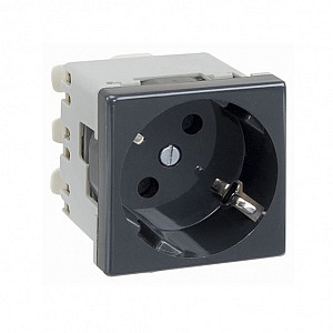 Simon Connect Розетка графит одноместная с ЗК Schuko, 16А 250В, 45х45мм, винтовые клеммыK01-14