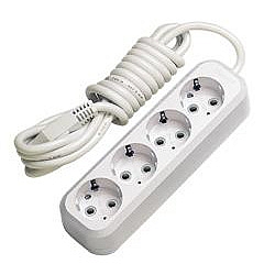 Удлинитель 2 метра 4 гнезда/розетки с заземлением ПВС 3х1 16А 3,5кВт MGP152 Makel