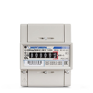 Счетчик электроэнергии однофазный однотарифный СЕ 101 R5 145М(6) 5-60А 220В,1.0, DIN ОУ Энергомера (