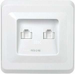 Розетка двухместная RJ45+RJ45 компьютерная РК10-2-ВБ  Cat5e белый ВЕГА (EKV25-K01-DM) IEK
