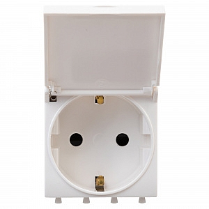 Розетка модульная Avanti IP41 2 модуля 2P+E с заземлением со шторками 16А с крышкой Белое облако 440