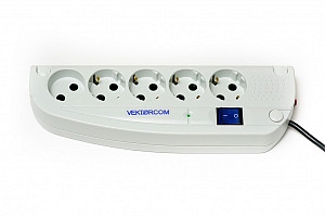 Сетевой фильтр 1,8 м 4 гнезда/розетки с заземлением +1 без заземления VektorCOM