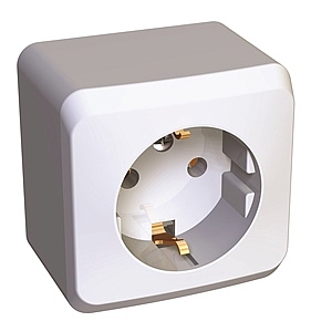 Розетка одинарная ЭТЮД открытой установки с заземлением без шторок кремовый PA16-003K Schneider Elec