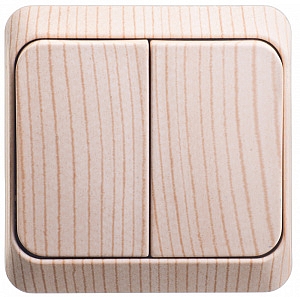 Выключатель двухклавишный с подсветкой ЭТЮД открытой установки (сх.5а) сосна BA10-006D Schneider Ele