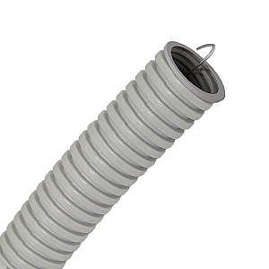 Труба ПВХ гибкая гофрированная  диаметр 16мм, с протяжкой, 100м, цвет серый. РКБ 