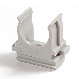 Держатель труб с защелкой д.16мм Полистирол серый PR.02716 Промрукав