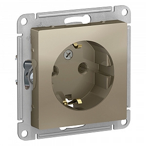 Розетка Atlasdesign скрытой установки с заземлением 16А механизм шампань ATN000543 Schneider Electri
